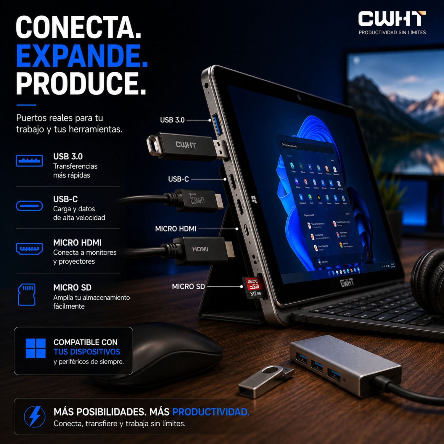 Tablet Cwht N102a Windows 11 256gb Ssd 8gb Ram Teclado image number 5.0