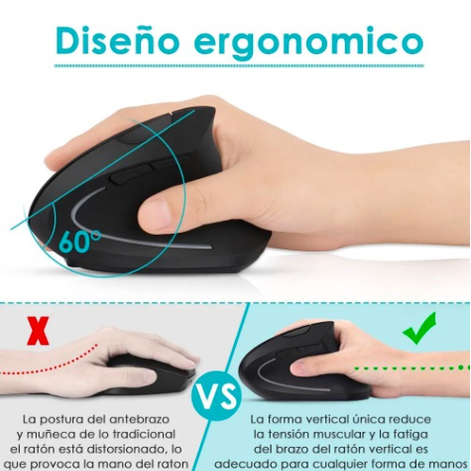 Mouse Vertical Ergon&oacute;mico Usb image number 1.0