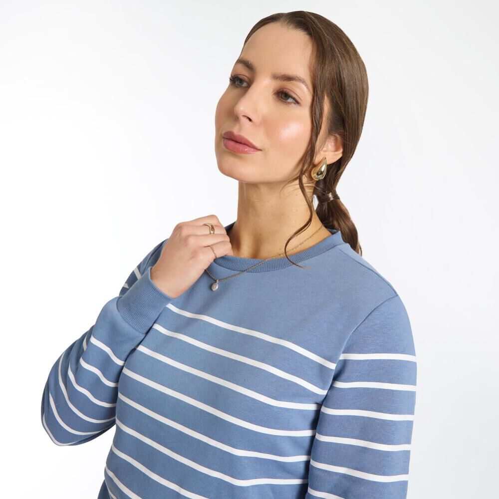 Poler&oacute;n Listado Con Aplicaci&oacute;n En Hombros Cuello Redondo Mujer Geeps image number 4.0