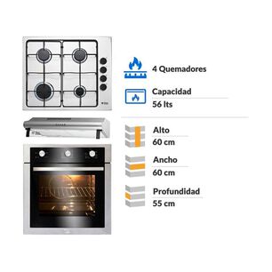 Kit De Cocina Ursus Trotter Horno EPC4 + Encimera G4 + Campana VF 60 / 4 Quemadores