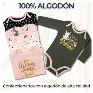 Pack 5 Bodys Ni&ntilde;a Manga Larga Tedmimak 100% Algod&oacute;n Ballet Dreams
