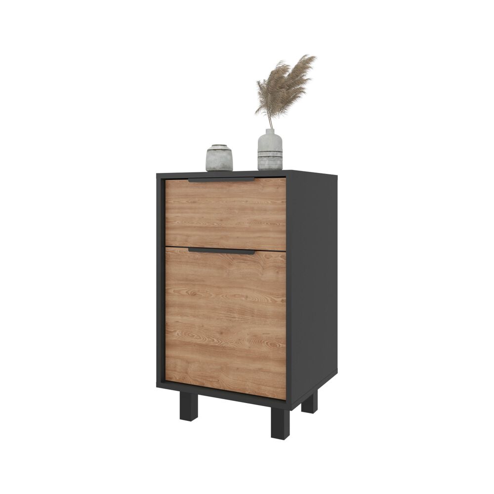 Velador 1 Cajón 1 Puerta Fm-002n - Negro Y Café Claro image number 2.0