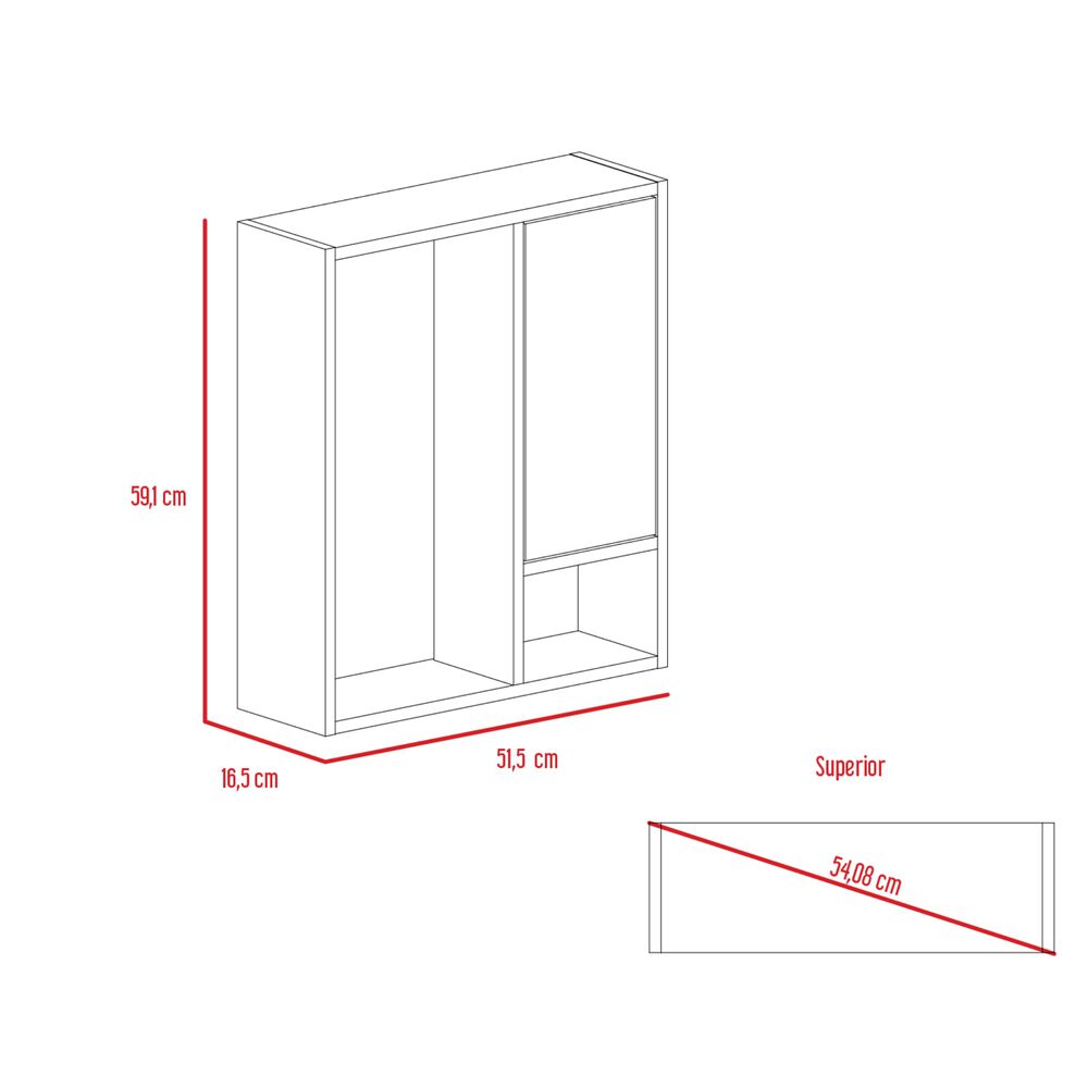 Mueble Botiquin De Baño Con Espejo 59,1x51,5x16,5 Cm Café Claro image number 7.0
