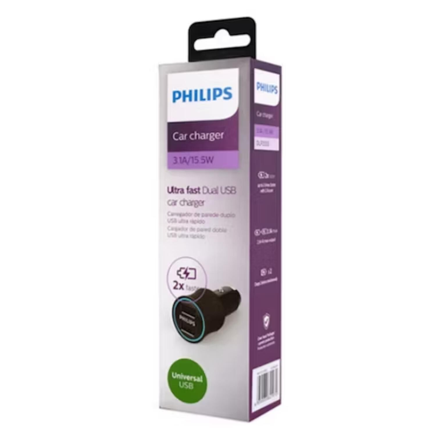 Cargador Para Automovil 2 Usb Carga Ultra Rapida 3.1a Negro Dlp2553v image number 3.0