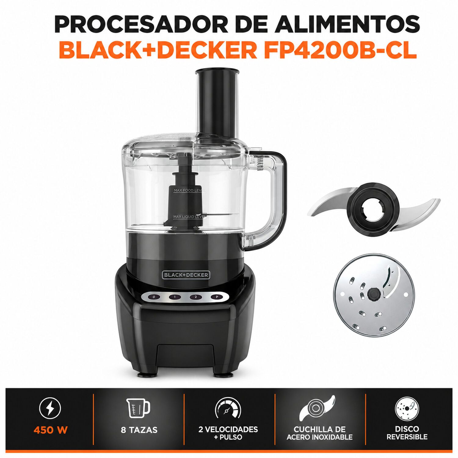 Procesador De Alimentos Black + Decker Fp4200b-cl Power Pro image number 6.0
