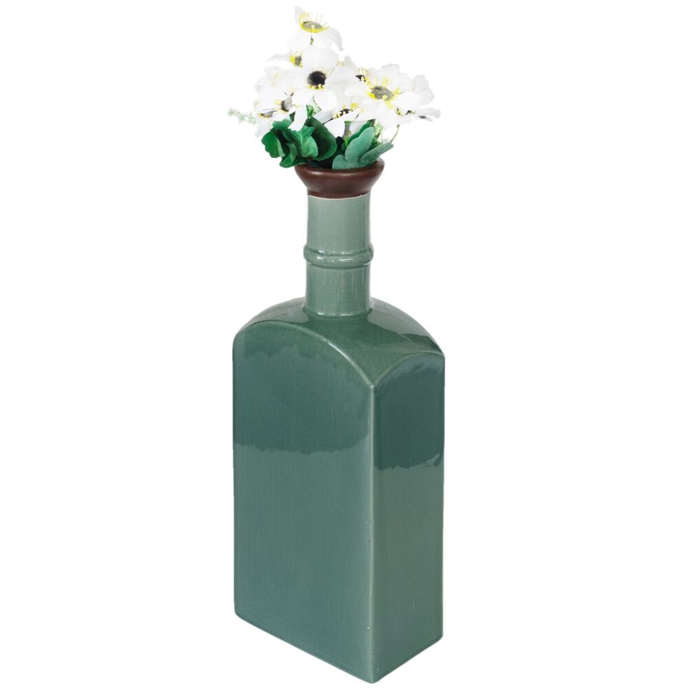 Botella Decorativa De Cer&aacute;mica Turquesa 36x13 Cm image number 2.0