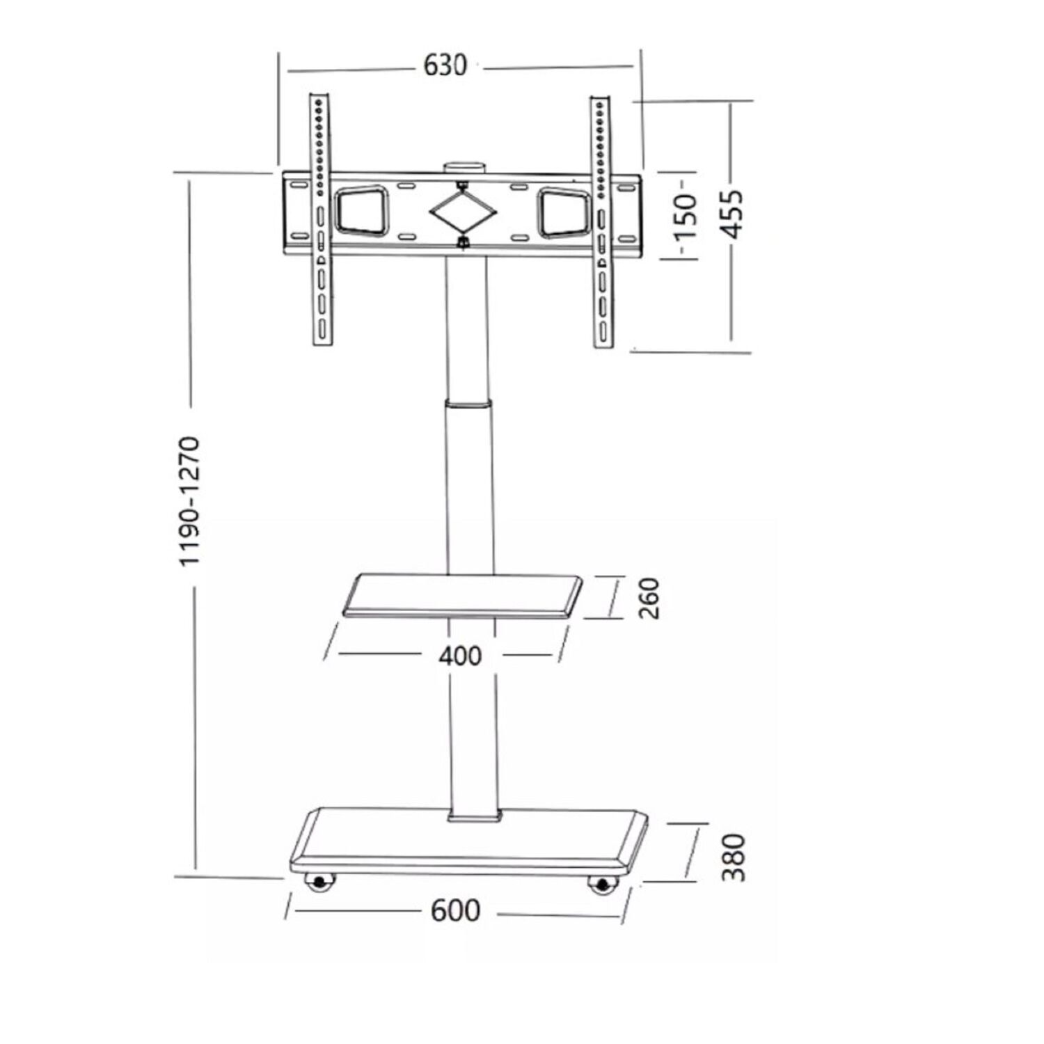 Soporte Base Tv Con Ruedas Tipo Pedestal Rack 32" A 70" image number 8.0