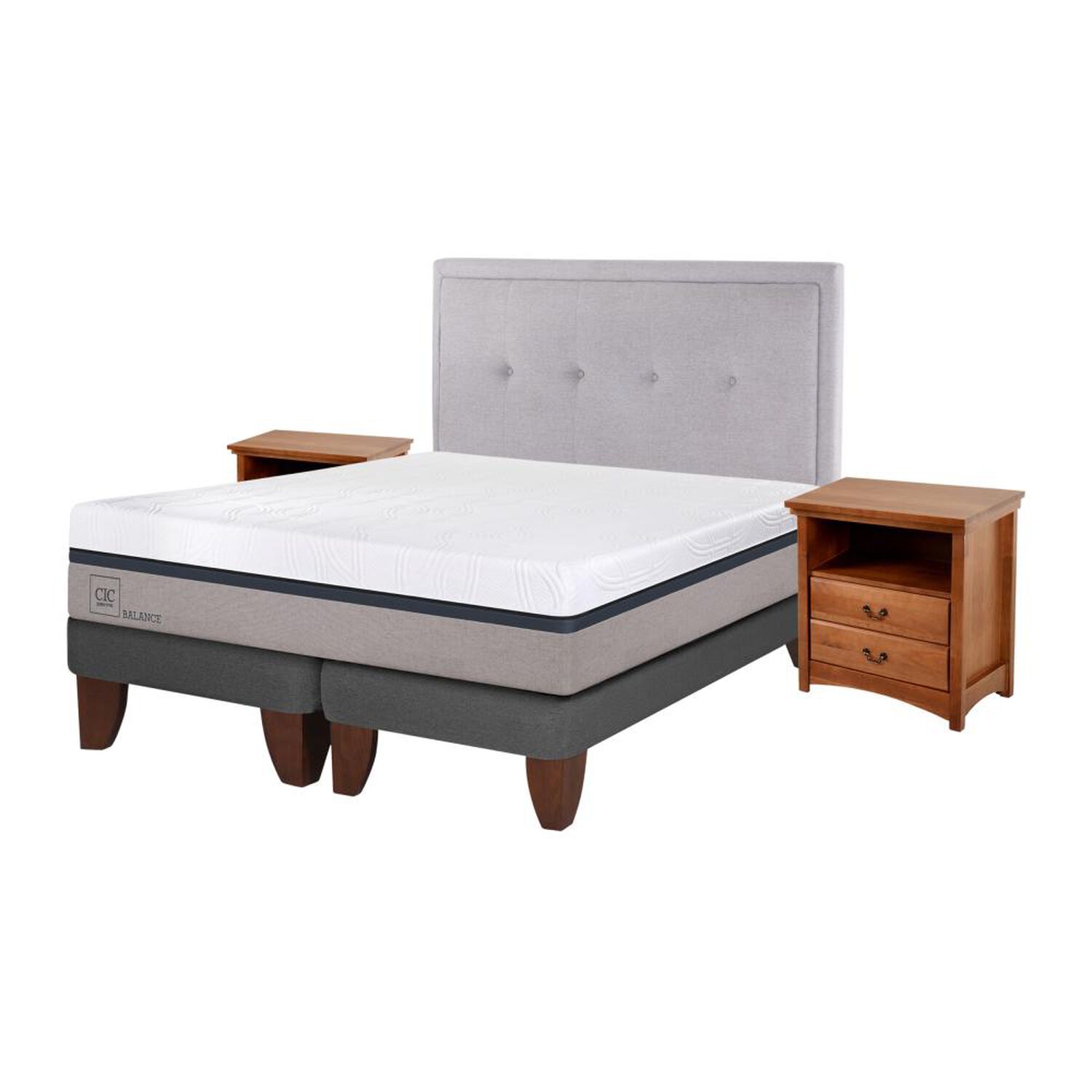 Cama Europea Cic Balance / 2 Plazas / Base Dividida + Set De Maderas image number 1.0