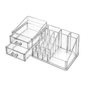 Organizador De Maquillaje Acr&iacute;lico Transparente Con Caj&oacute;n Y Compartimentos