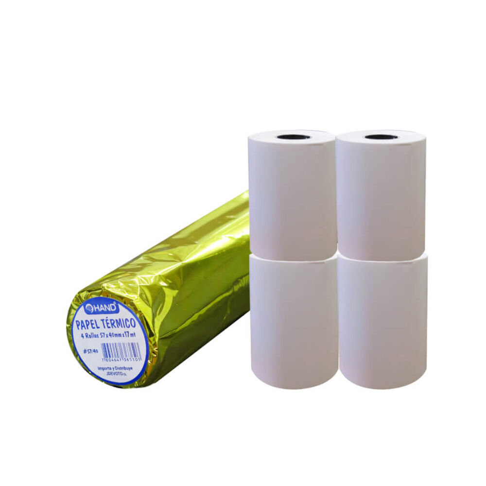 4 Rollos Papel Térmico 57×40mm 17mts Hand - Ps image number 0.0