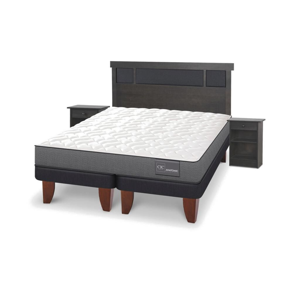 Cama Europea Cic Anatomic / 2 Plazas / Base Dividida + Set De Maderas image number 2.0
