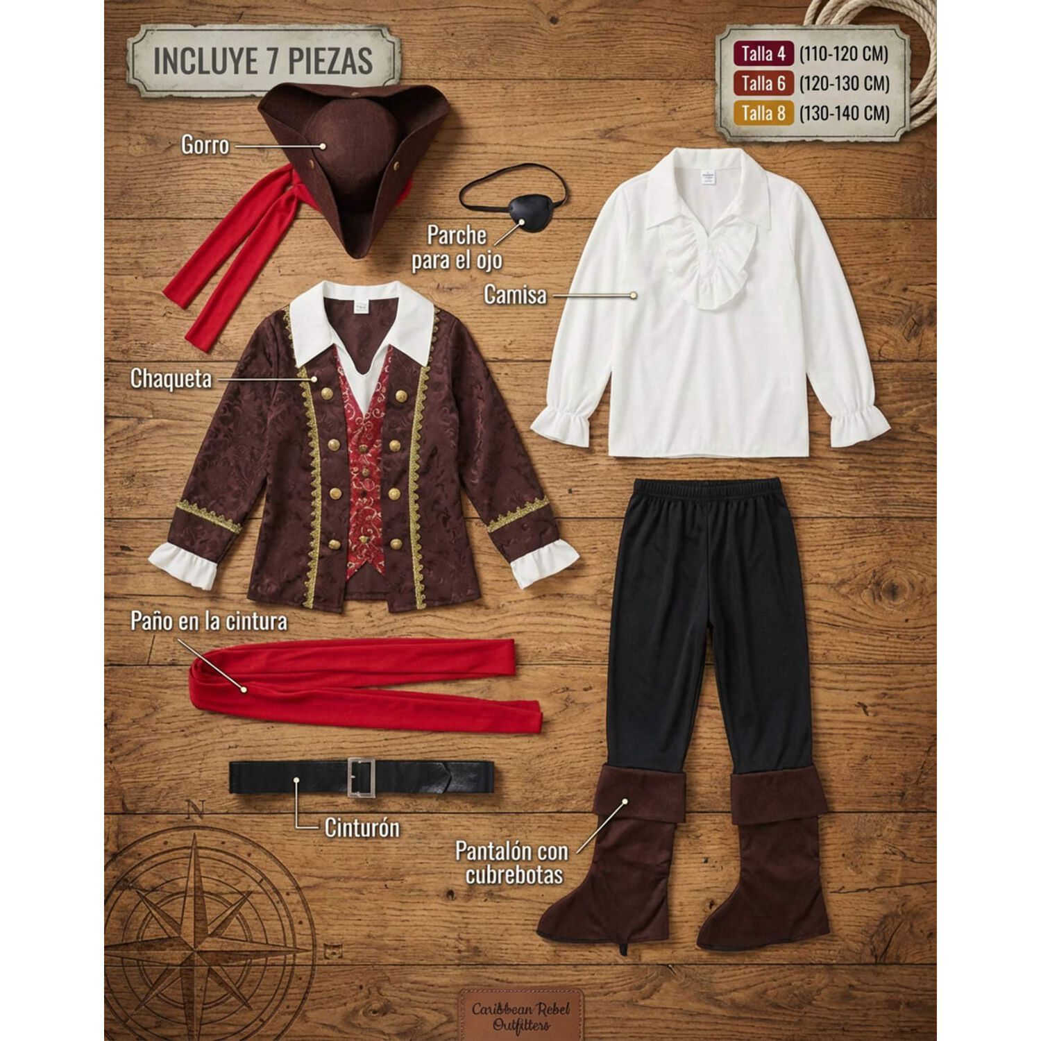 Disfraz Cosplay Pirata Corsario Piratas Infantiles Todos Ni&ntilde;o image number 37.0
