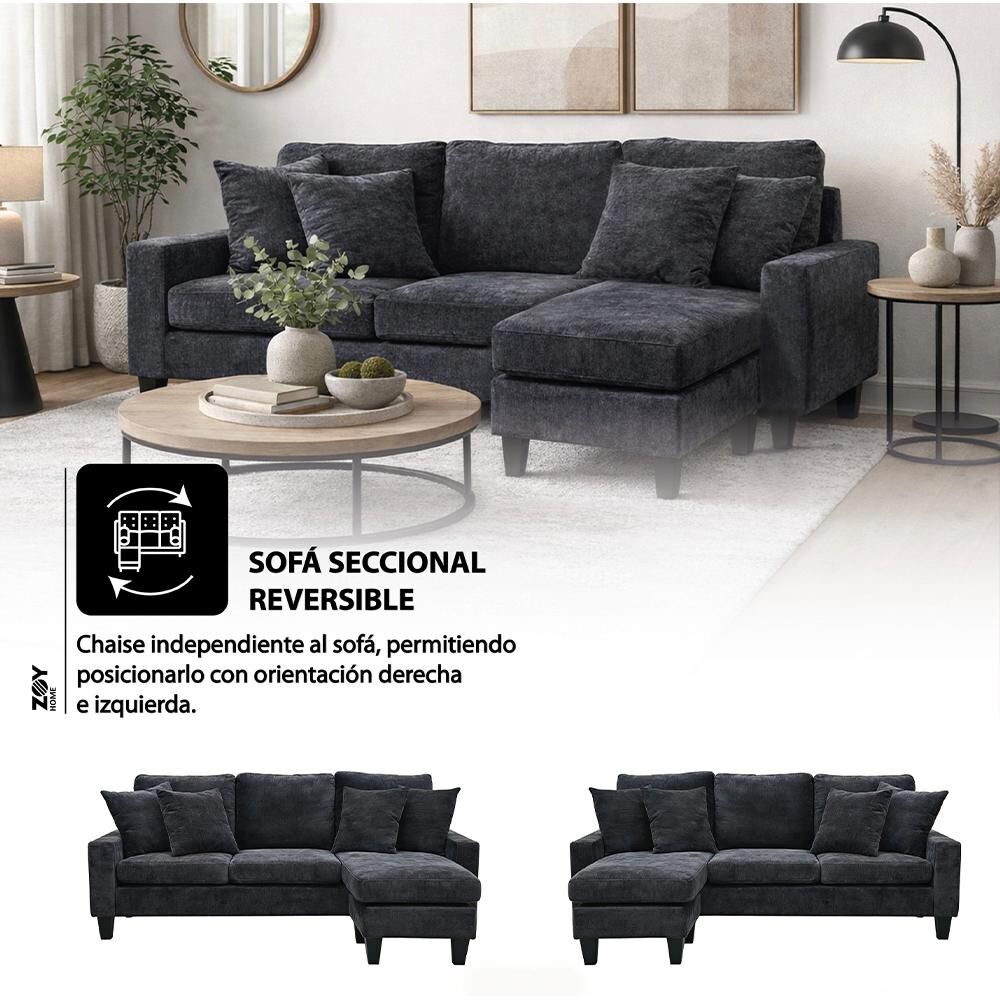 Sof&aacute; Seccional Zoy Home Bergen Chaise Longue Izquierdo / 3 Cuerpos image number 3.0