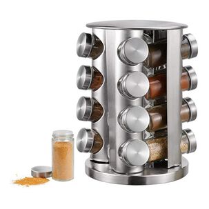 Especiero Giratorio 14 Piezas Acero Inoxidable Plateado