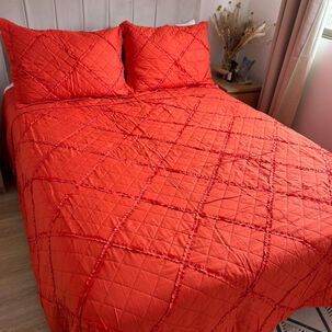 Cubrecama 2 Plazas Microfibra Con Vuelos Naranjo