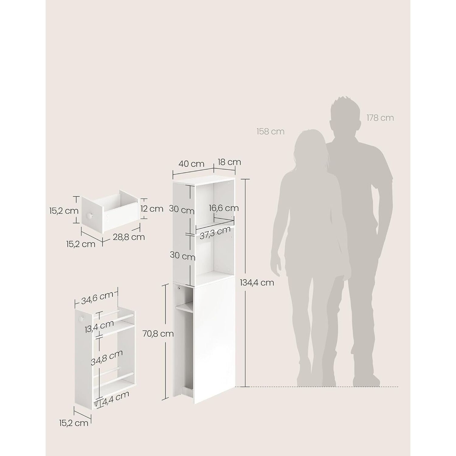Gabinete Organizador Slim Ba&ntilde;o Cocina Con Caj&oacute;n Y Ruedas image number 2.0