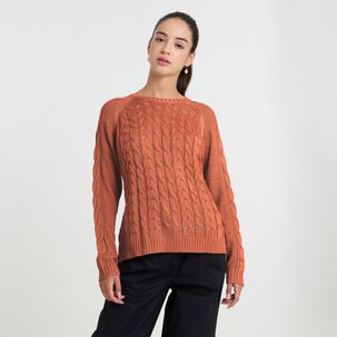 Sweater Trenzado Manga Larga Cuello Redondo Mujer Freedom