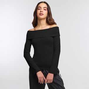 Polera Hombros Descubiertos Manga Larga Cuello Recto Mujer Freedom