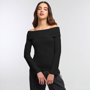 Polera Hombros Descubiertos Manga Larga Cuello Recto Mujer Freedom