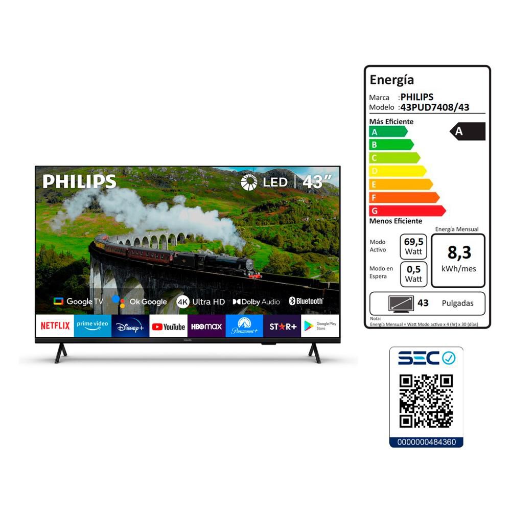 Led 43" Philips 43PUD7408 / Ultra HD 4K / Smart TV image number 7.0