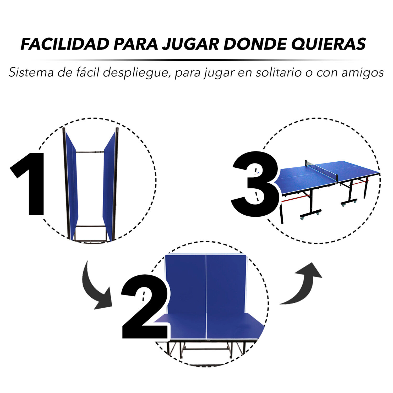 Mesa De Ping Pong Plegable Profesional Azul image number 4.0