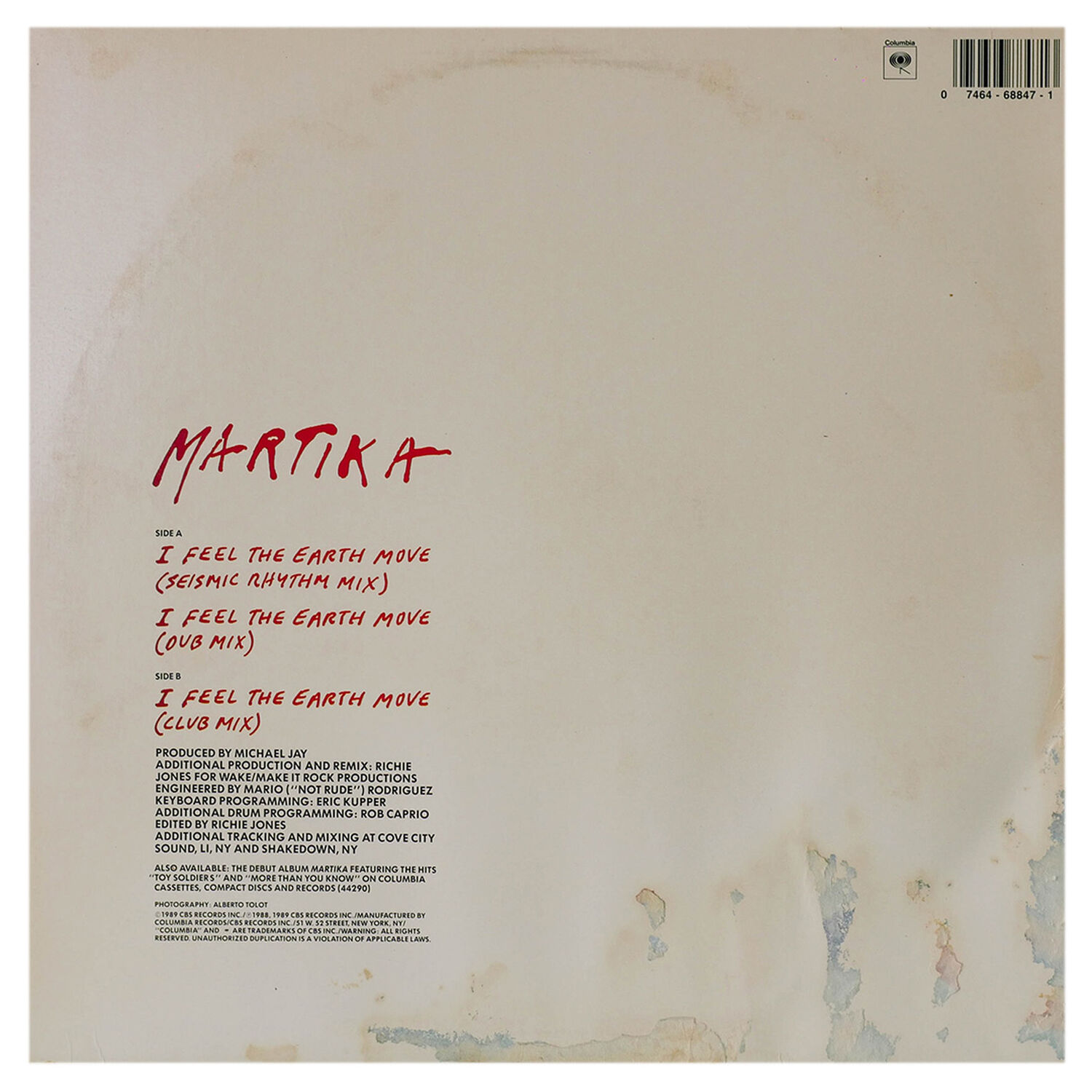 Martika - I Feel The Earth Move | 12" Maxi Single Usado image number 1.0