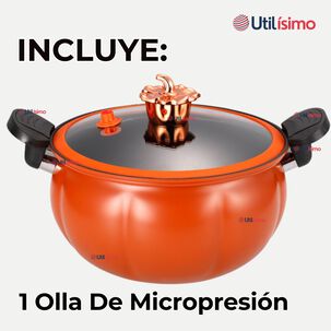 Olla De Micro Presión De Calabaza Antiadherente 7 Litro Color Naranja