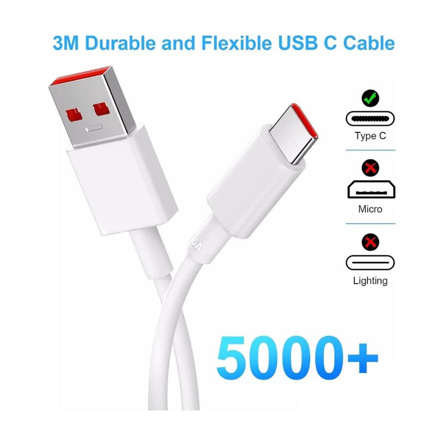 Cable Carga Rapida Usb (6a) Turbo Para Xiaomi Mi 11t, Mi 10t image number 3.0