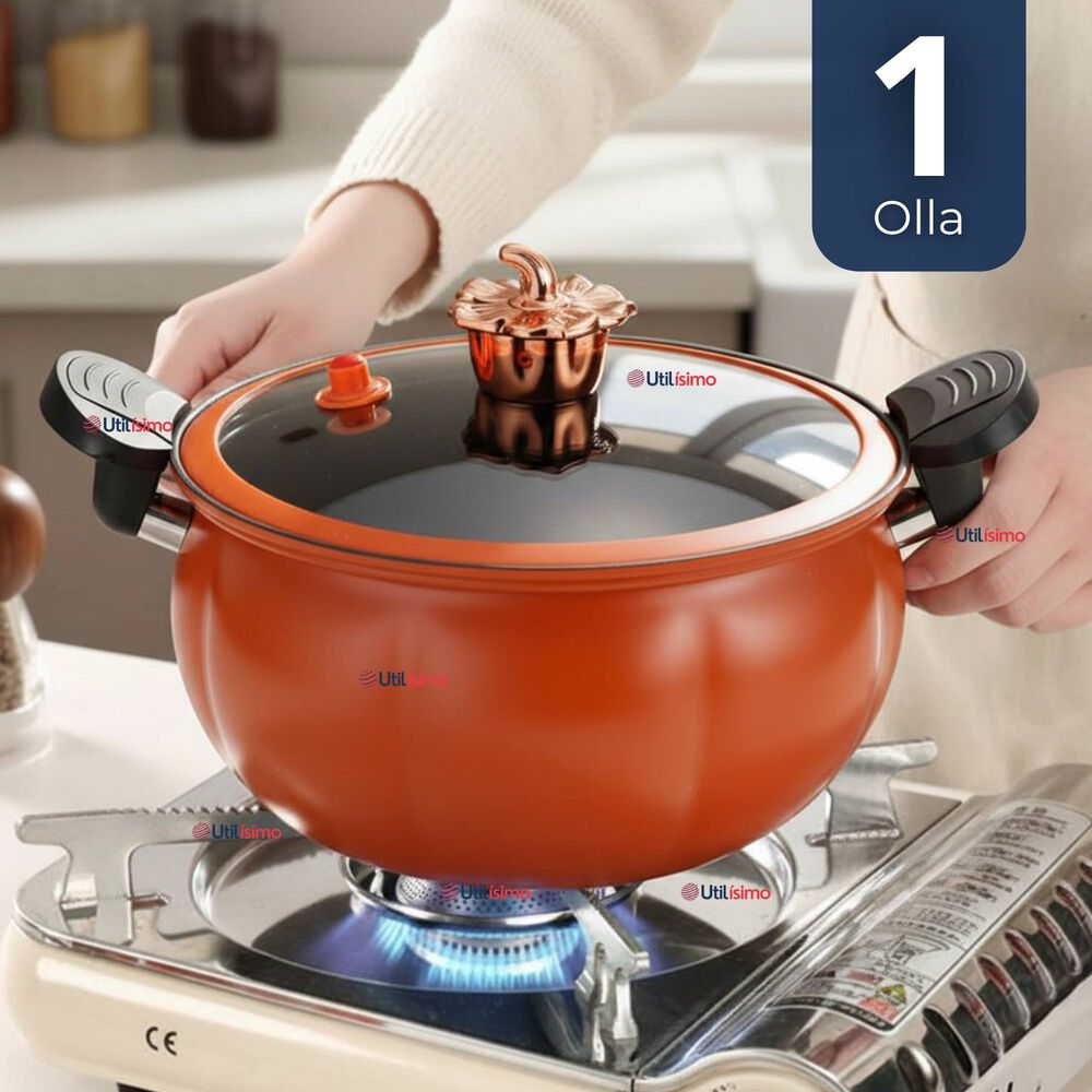 Olla De Micro Presión De Calabaza Antiadherente 7 Litro Color Naranja image number 0.0