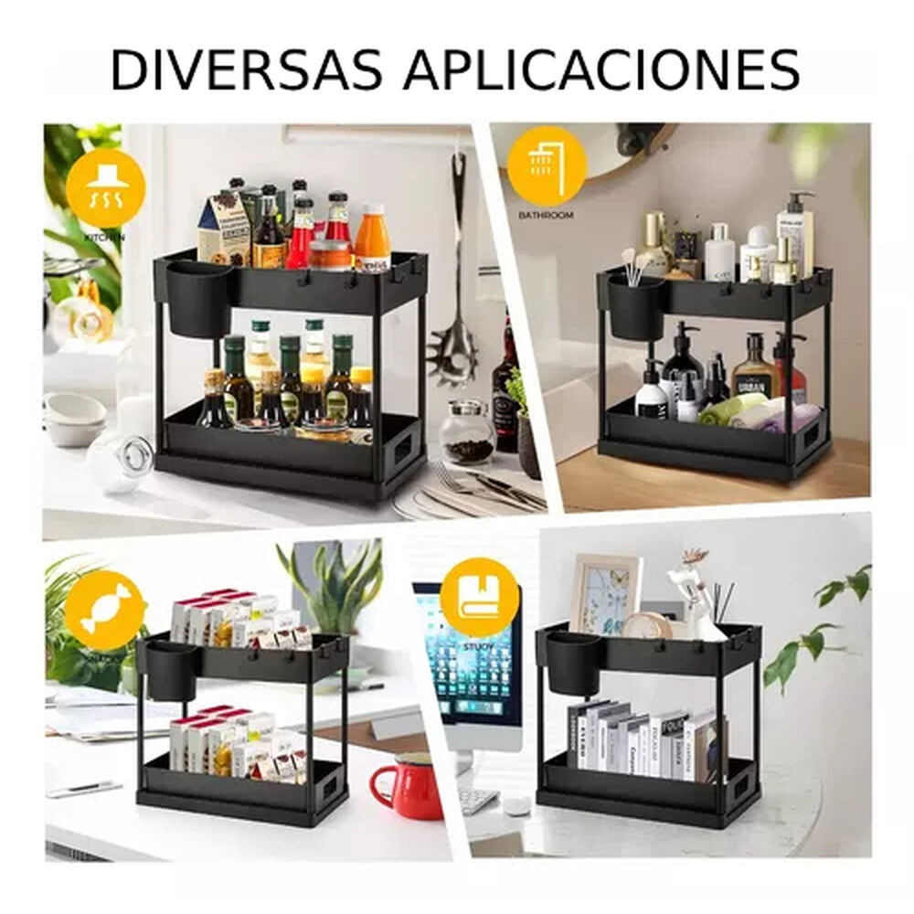 2 Piezas 2 Niveles Organizador Multifuncional Baño Cocina image number 4.0