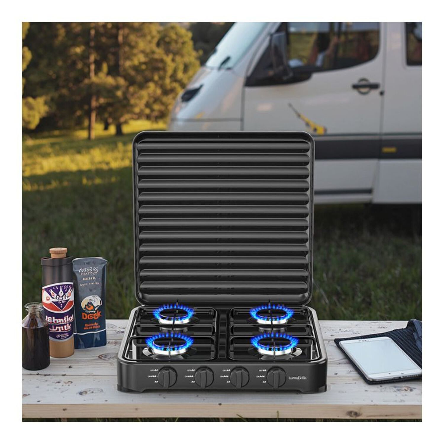 Cocina Port&aacute;til A Gas 4 Hornillas Para Camping Hogar image number 3.0