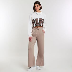 Pantalón De Buzo Tiro Medio Wide Leg Mujer Rolly Go