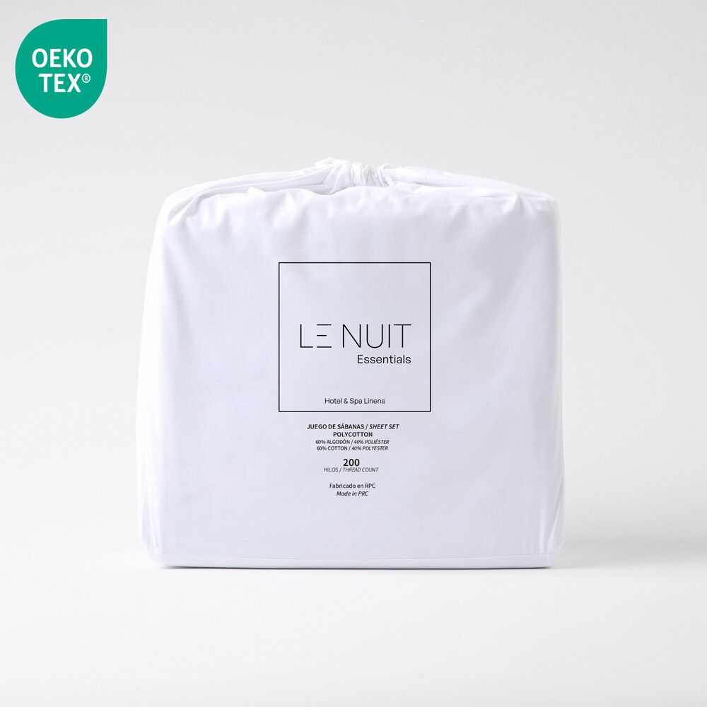 Set Sábanas 1,5 Plazas Polycotton 200 Hilos Essentials Liso Blanco image number 0.0