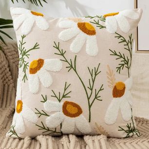Cojin Bordado 45x45 Cm Flor Mitad Margarita