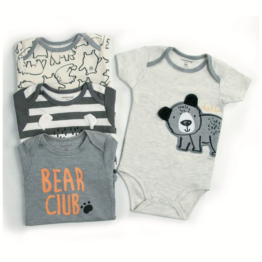 Pack 4 Bodys Niño Manga Corta Tedmimak 100% Algodón Bear Club image number 1.0