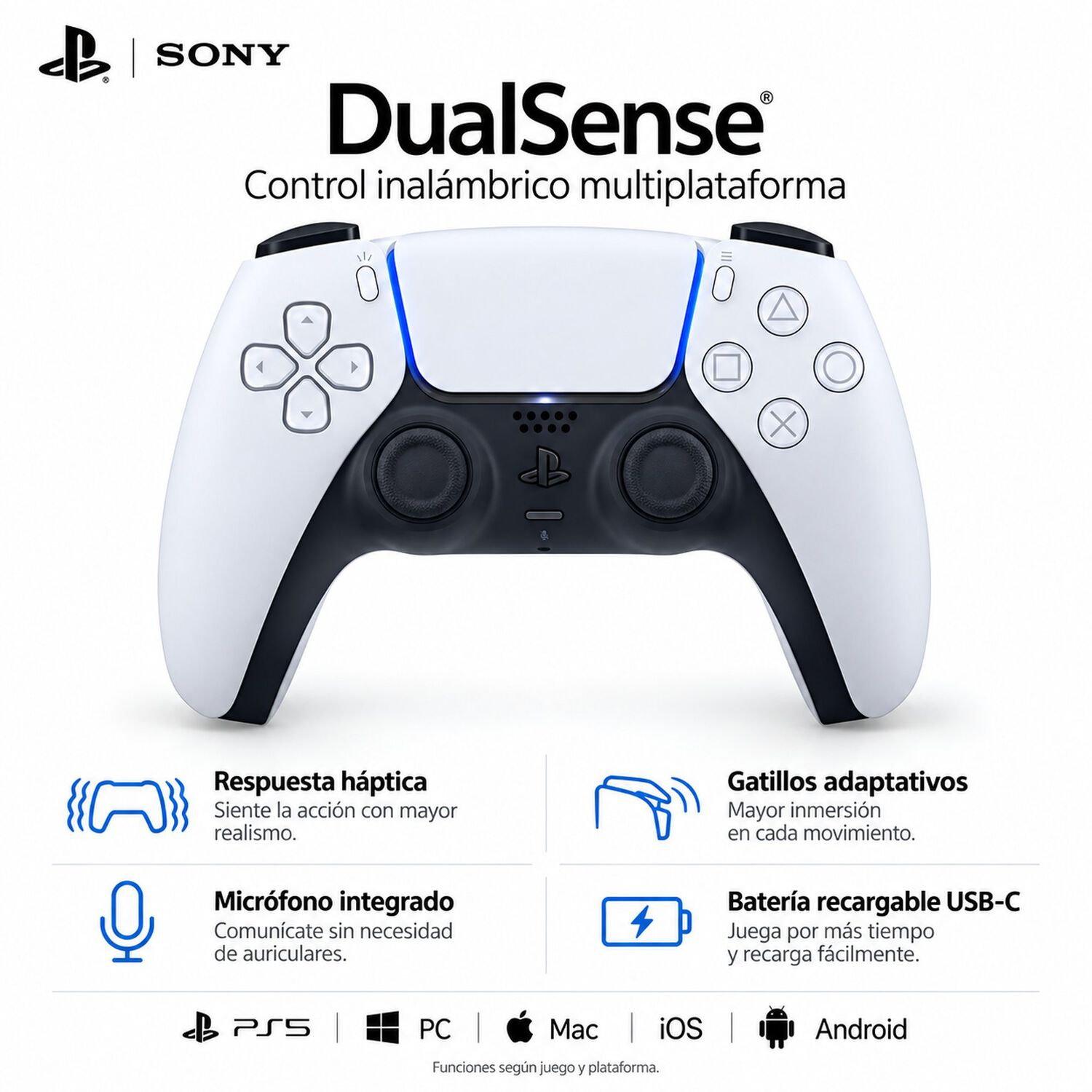 Joystick Inal&aacute;mbrico Playstation 5 Dualsense Multiplataforma Ps5 / Pc / Mac / Ios / Android image number 6.0