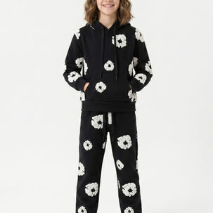 Conjunto Buzo Ni&ntilde;a Poleron Canguro Y Jogger Flores 3d