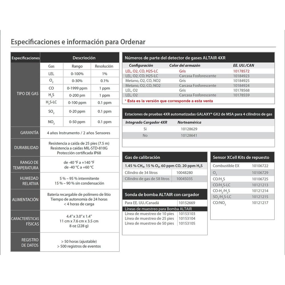 Msa Altair 4xr: Detector Multig&aacute;s Monitoreo Gases Honeywell image number 3.0
