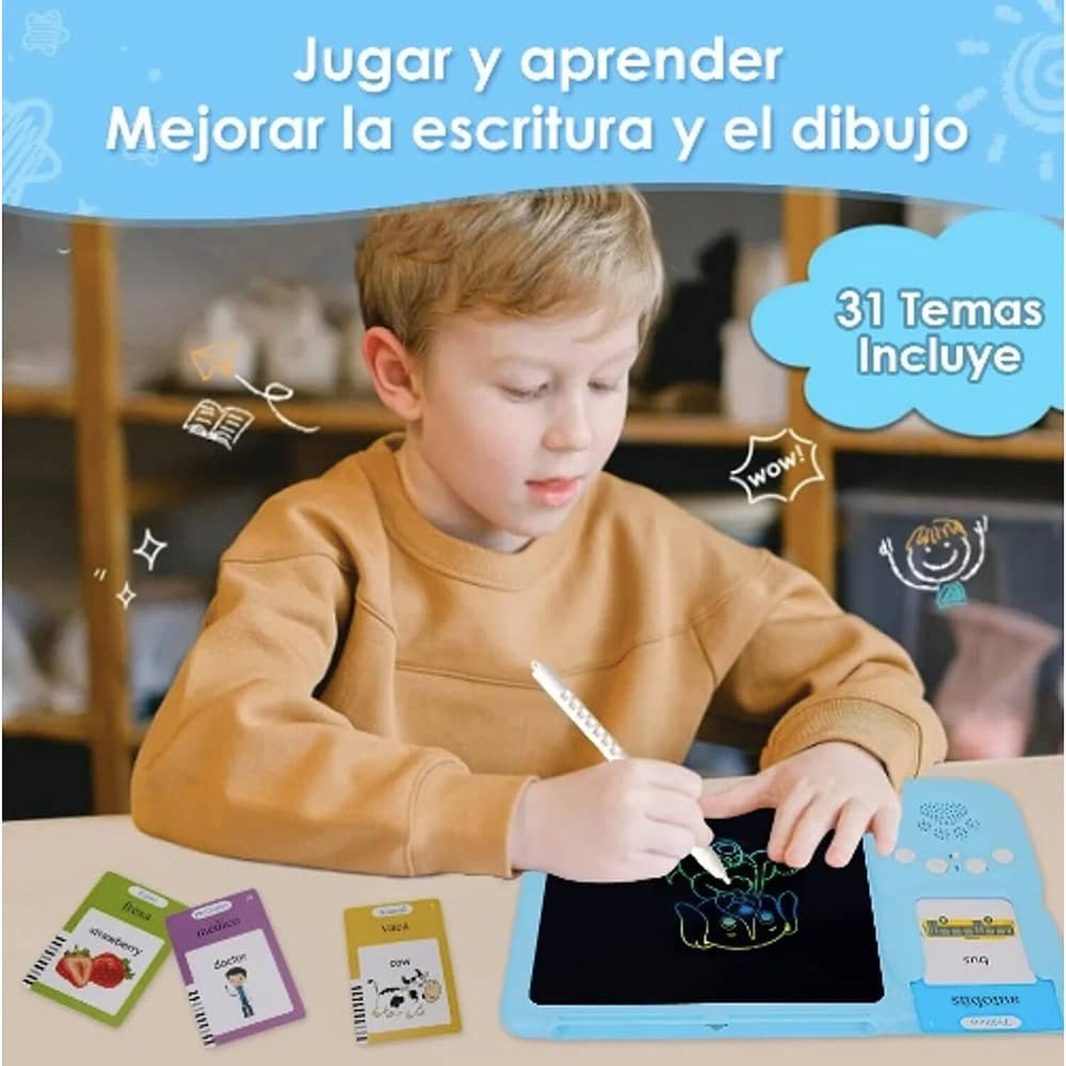 Tablero Did&aacute;ctico Con 255 Tarjetas Espa&ntilde;ol-ingl&eacute;s Para Ni&ntilde;os image number 3.0