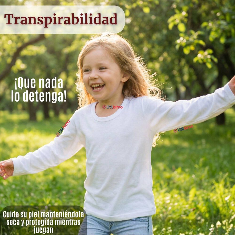 Pack 6 Camisetas Algod&oacute;n Manga Larga Polera Primera Capa Blanco Ni&ntilde;a image number 7.0