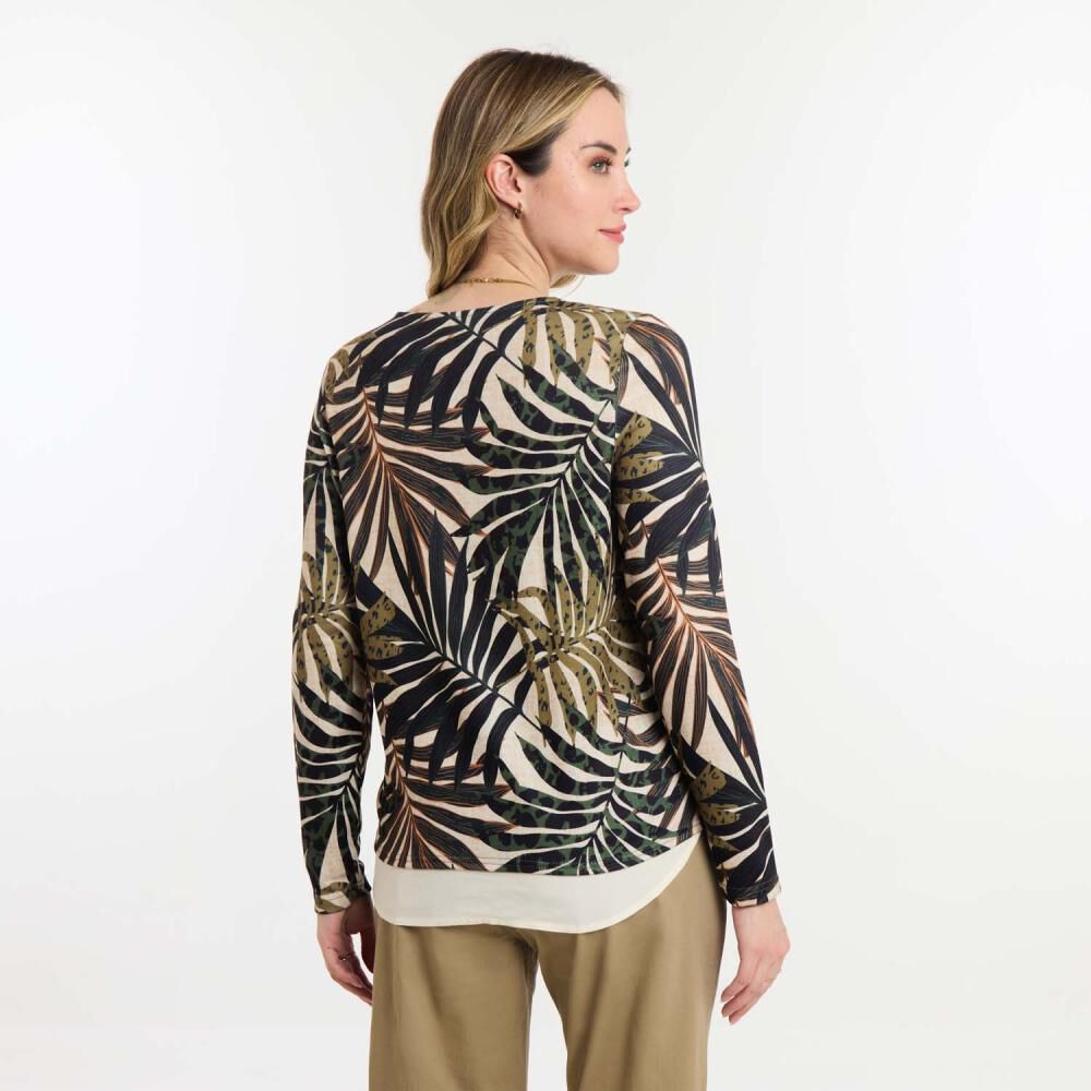 Sweater Full Print Manga Larga Cuello Redondo Mujer Geeps image number 3.0