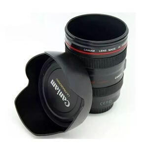Tazon Mug Tipo Lente De Camara Fotografica Con Tapa Parasol