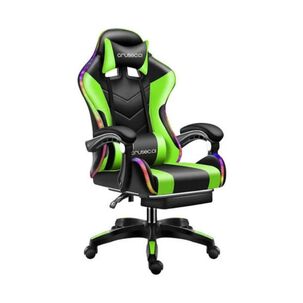 Silla Gamer Con Luz Rgb Reposapiés Y Masajeador Reclinable