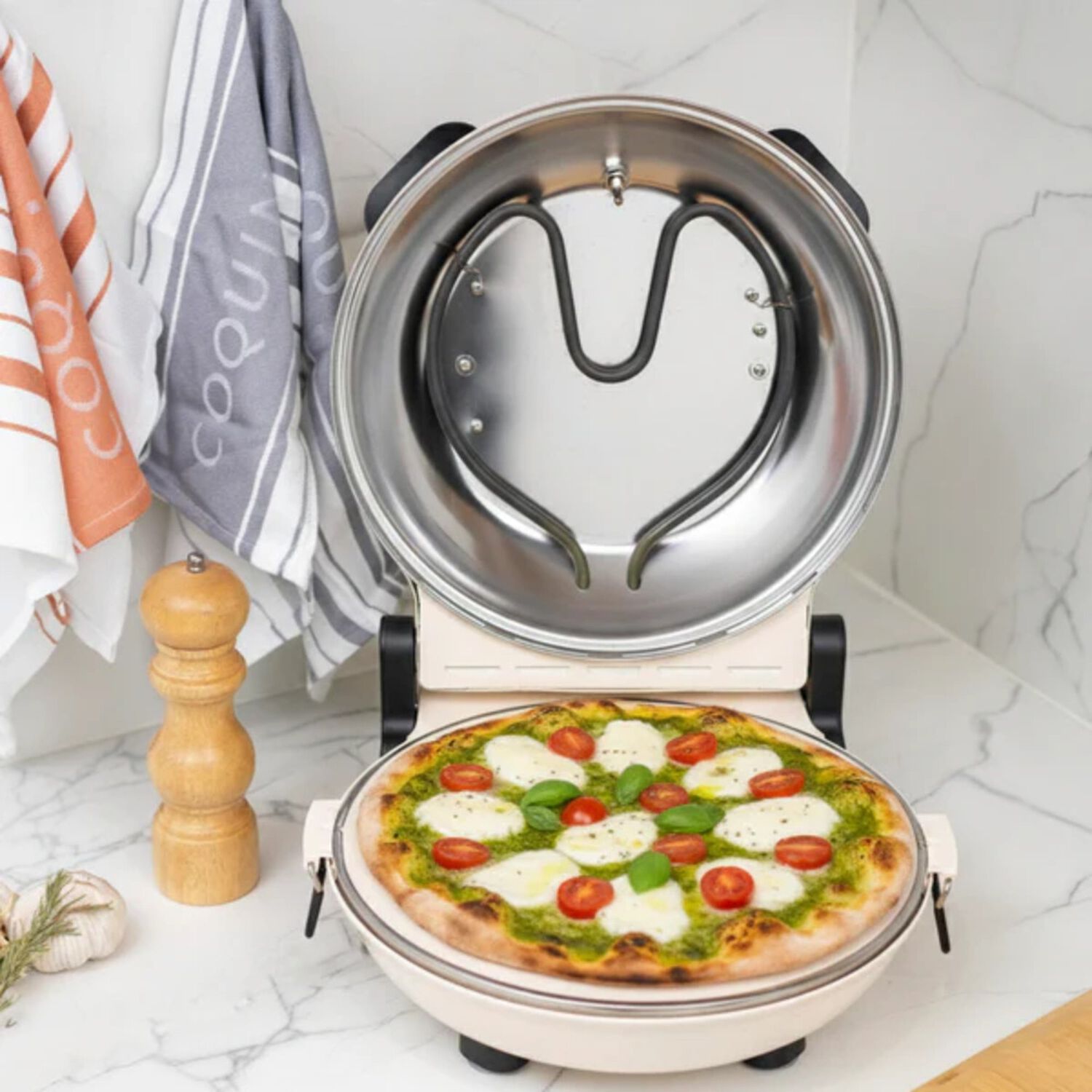 Horno Pizza Control Dual De Temperatura N&aacute;poles Crema Fdv image number 13.0