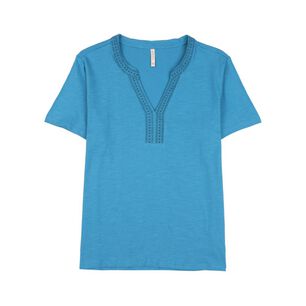 Polera Lisa Manga Corta Cuello Mao Mujer Geeps
