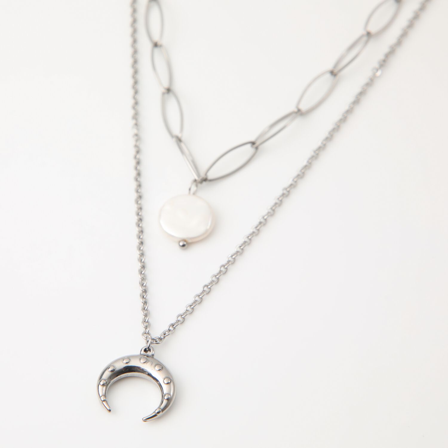 Collar Doble 19v69 Italia Plateado Mujer Stne207 image number 0.0