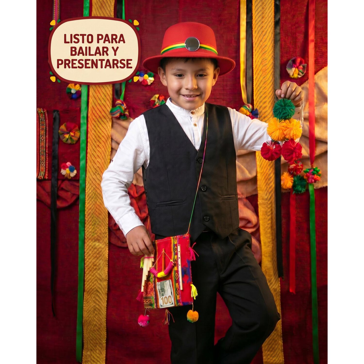 Traje Trote Nortino Completo Para Ni&ntilde;a Y Ni&ntilde;o Carnavalito image number 35.0