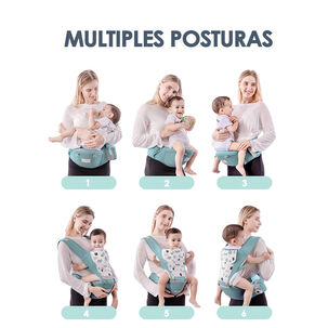 Portabebé Ergonómico Asiento Multifuncional 6 En 1 Gris