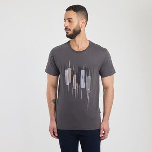Polera Estampada Manga Corta Cuello Redondo Hombre Az Black