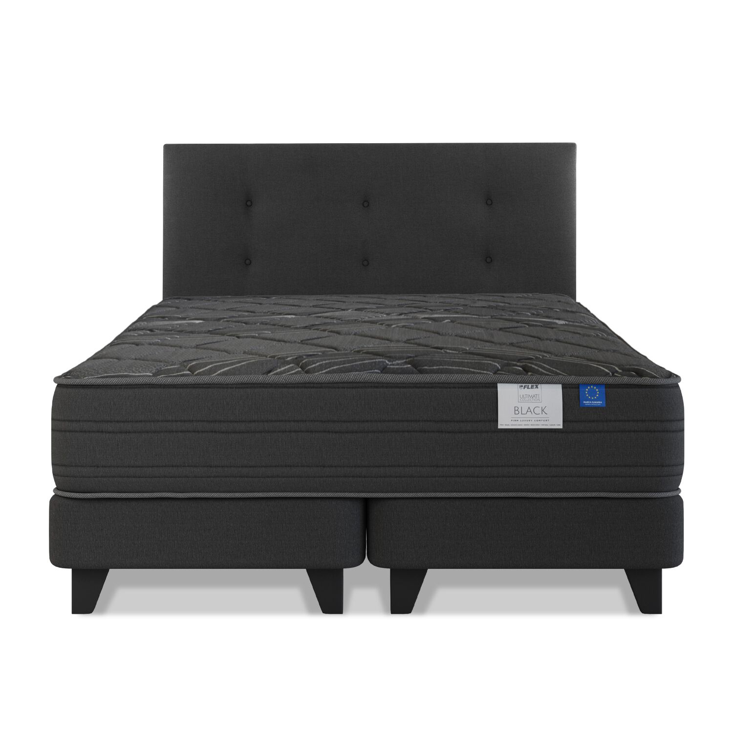 Cama Europea Flex Black / King / Base Dividida + Respaldo image number 1.0